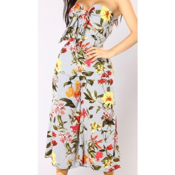 Fashion Nova Pants - Fashion Nova Floral Stripe Jumpsuit